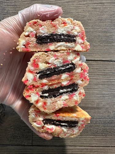 Oreo Stuffed Valentine's Day Birthday Cake Sugar Cookie with Vanilla Chips (12 Half Pack)