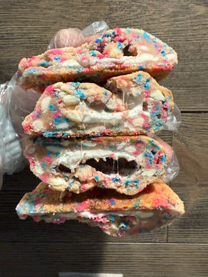Easter Bunny Marshmallow Stuffed Birthday Cake Sugar Cookie with Vanilla Chips (6 Whole Pack)